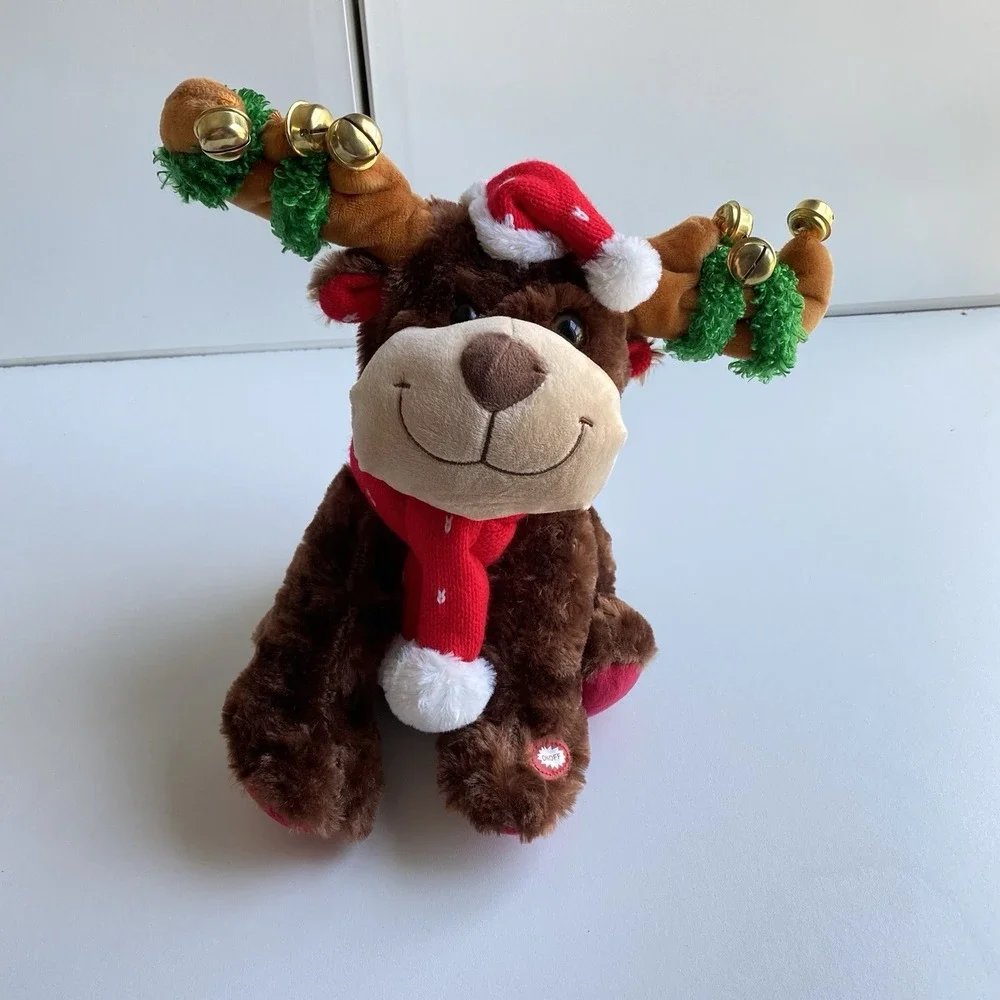 Goffa Animated Merry Bright Musical Reindeer Plush Jingle Bells Holiday 12